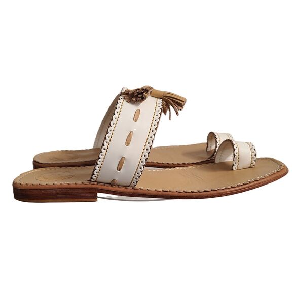 Penelope Chilvers White Leather Sandals EU 38 US 7 Boho Bohemian Coastal Resort - Picture 1 of 6